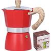 Lxwraptorial VBLKUYDPR Pot da 150 ML in Lega di Alluminio, Macchina per Caffè Espresso da Fornello a Gas o Etanolo, con Manico Resistente al Calore e Design Anti - Perdite, per 3 Tazzine, Ideale per (Rossa)