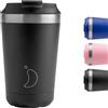 Chilly's Original Coffee Cup - Tazza termica per bevande calde e fredde - Tazza isolata sottovuoto a doppia parete - Acciaio inossidabile - Monochrome Black, 340ml