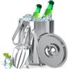 WENEGG Secchiello Ghiaccio 2L Acciaio Inox a Doppia Parete Isolante, Secchiello Ghiaccio Vino Inclusa Coperchio, pinze e Pala, Porta Ghiaccio Cestello Ghiaccio Portaghiaccio per Bar Casa Champagne Bevande