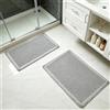 LUPATDY Set di 2 tappeti da bagno a nido d'ape, lavabili, antiscivolo, in microfibra, per soggiorno, bagno, lavanderia, cucina, 43 x 61 cm + 46 x 77 cm (grigio chiaro)