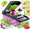 Generico Mandolina per Verdure Multifunzionale con Contenitore e Scolapasta - Taglia Verdure Manuale 8/10/12 in 1 - Affettaverdure Professionale per Cucina - Chopper Vegetali con Lame in Acciaio Inox