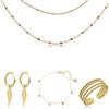 Made by Nami Set di gioielli boho collana oro da donna con ciondolo + bracciale oro + orecchini pendenti + anello regolabile in acciaio inox chirurgico Boho gioielli da donna impermeabile e