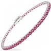 amorili Bracciale Tennis Uomo Donna in Argento 925 con Zirconi Vari Colori - Modello 4 Grif Alto 2,5 mm - Braccialetto Elegante Unisex (rubino cm 18)