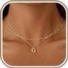 TINGN Collana in oro da donna con lettere, placcata in oro 14 carati, a doppio strato, con lettere dalla A alla Z, regalo di compleanno, regalo personalizzato per donne, ragazze, fidanzate, donne