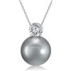 Maison Dianie Dianie - Orecchini e collana con perle di cristallo in argento Sterling 925 con zirconia cubica da 5 mm, perle bianche e grigie, 10 mm, regalo per matrimonio, compleanno, One Size, Argento sterling