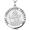 Miaofu Collana di San Cristoforo Collana di San Cristoforo placcato oro bianco 18 carati, Collana di medaglia di San Cristoforo, Collana di San Cristoforo, Collana di San Cristoforo maschile