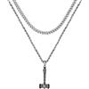 JewelryWe Gioielli Vichinghi Mjölnir Collana da uomo in acciaio inox con ciondolo a forma di martello di Thor, con catenina, amuleto nodico, regalo per uomini