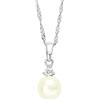 amor - Collana da Donna in Argento 925 - con Zircone e Perla - Ciondolo a Perla - AMR-N0138