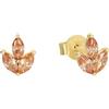 AMOR - Orecchini da Donna in Argento 925 - Placcato Oro/Dorato - con Zircone - Orecchino a Perno a Foglia - AMR-E0230