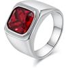 Grewod Anello Uomo Semplice Largo con Pietra Rossa Taglia 30, Argento, Acciaio Inossidabile, 16mm, Anelli per Fidanzamento