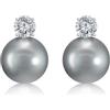 Maison Dianie Parure di perle bianche con orecchini a sfera e collana con ciondolo in perla bianca Swarovski con Zicron per matrimonio o regalo per donna e ragazza 5 mm, 10 mm