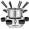 MELISSA 16310230 - Fonduta elettrica per 8 persone, capacità 2 litri, per carne, cioccolato, fonduta di formaggio, 1200 Watt, temperatura continua, bianco in acciaio inox