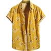 Generisch Camicetta da donna e camicia a maniche corte stampata da donna in lino, Colore: arancione., 5XL