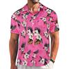 Gosunny Camicia hawaiana da uomo, a maniche corte, con stampa floreale hawaiana, da uomo, a maniche corte, con tasca, Rosa Chiaro Bianco Floral, XL