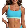 Durio Bikini da donna imbottito, top sportivo bralette, spalline regolabili, tenuta forte, costume da bagno, turchese/menta, L