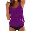 EQWIGKEIT Tankini da donna con push up, costume da bagno stampato, costume da bagno in due pezzi, taglie grandi, con pantaloncini da bagno a vita alta