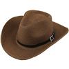 BXT Cappello da cowboy, unisex, in paglia pieghevole, con tesa larga, cappello estivo, anti UV, da donna, estivo, protezione UV UPF 50 + caffè Taglia unica