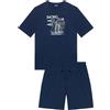 YAMAMAY - Pigiama Girocollo Corto, Uomo, Cotone, Blu Notte