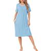 Sopesil Camicia da Notte Donna in Modale Camicie da Notte Estive con Manica Corta e Scollo Tondo con Pizzo e Bottoni Vestaglia Donna Taglio Ampio,S-XXL