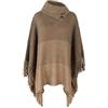 JFAN Poncho Donna Invernale Mantella Donna Poncio Invernali Caldo Elegante con Frange a Collo Alto con Maniche Bottoni,Kaki,Taglia Unica