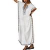 YOUKD Cotton Kaftan Abito Floreale Ricamato Bohemian Beach Bikini Cover Up Robe Plus Size Camicia da Notte per Le Donne