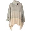 JFAN Poncho Donna Invernale Mantella Donna Poncio Invernali Caldo Elegante con Frange a Collo Alto con Maniche Bottoni,Beige,Taglia Unica
