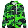 peiyeety Felpa Leggera a Maniche Lunghe con Cappuccio e Zip, con Tasca, Stampa 3D, da Uomo, in Tessuto Mimetico Verde Neon