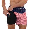 Arcweg Costume da Bagno per Uomo e Ragazzo, Pantaloncini da Bagno con Compressione Liner 2 in 1, ad Asciugatura Rapida, Pantaloncini da Surf Elastici con