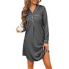 Jahetuul Camicia da Notte Donna Manica Lunga Cotone