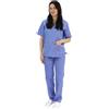 TARF LAVORA CON TE - Uniformi sanitarie unisex, Divisa medico uomo e donna, Uniforme ospedaliera completa con Casacca e Pantalone per Medico, Infermiere, Oss, Veterinario, Laboratori (S, Celeste)