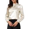 Allegra K Donna Blusa in Raso a Maniche Lunghe Scollo Alto Lavoro Ufficio
