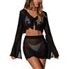 CUPSHE Costume da bagno da donna all'uncinetto, a maniche lunghe, 2 pezzi, estivo, da spiaggia