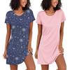 Ekouaer Camicia da Notte Donna Estiva Corta Vestito da Notte Maniche Corte Nightdress Girocollo 2pcs, S-XXL