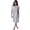 Leo Corsetteria Camicia da notte donna classica Manica corta Serafino lungo cotone leggero