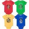 Harry Potter Hogwarts, confezione da 4 pagliaccetti per neonati e bambini, blu/verde/rosso/giallo, 12 Months