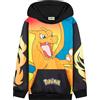 Pokémon Felpe con Cappuccio per Bambini Ragazzi Adolescenti Pikachu Felpa Comoda con Tasca a Canguro Regalo Bambino (9-10 Anni, Nero/Arancione Charizard)