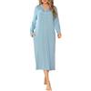 Sopesil Camicia da Notte Donna Inverno Lungo S-XXL | Camissions Manica Lunga Caldo Bottone Allentato Plus Size Camicia da Notte Donna Scollo a V Morbida