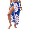HORISUN Sarong da donna, copricostume da spiaggia, leggero, stampato, taglia unica, Motivo floreale blu, Taglia unica