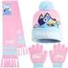 BlueY Berretto Invernale e Guanti Set Bambina 3-6 Anni, 2 o 3 Pz Calda Cappelli, Sciarpa e Guanti Bambina, Regalo Bambini (Rosa/Blu 3 Pz)