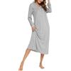 Sopesil Camicia da Notte Donna Inverno Lungo S-XXL | Camissions Manica Lunga Caldo Bottone Allentato Plus Size Camicia da Notte Donna Scollo a V Morbida