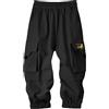 Volunboy Pantaloni Cargo Ragazzini con Ricamo Dino - Joggers Asciugatura Rapida Vita Elastica 2-6 Anni(Taglia 120,4-5 Anni,Nero)