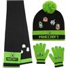 Get Trend MINECRAFT Berretto Invernale Bambino Set con Cappello e Guanti o Cappellino, Guanti con Sciarpa, Creeper Regalo Ragazzo