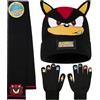 Get Trend SONIC THE HEDGEHOG Set Guanti Cappello e Sciarpa Bambini, 3 Pz Morbido Accessori Invernali Ragazzo, Regalo Gamer (Nero Shadow 3 Pcs)