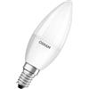 OSRAM LED BASE Classic B40, lampade LED a filamento smerigliato in vetro per base E14, forma di candela, bianco caldo (2700K), 470 lumen, sostituisce le lampadine tradizionali 40W, scatola da 5