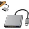 DONOONIS Adattatore USB C HDM1, 3 in1 da tipo C a Hdmi con uscita HD1 4K, USB 3.0 e porta di ricarica rapida, cavo di tipo C a Hdmi per TV HDTV Monitor proiettore compatibile con Macbook Pro/Air