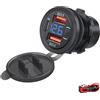 Intckwan Presa usb 12v Impermeabile, 66W, PD e QC3.0, Auto con Interruttore e Voltmetro a LED, per Roulotte Camper Moto Barche Camion