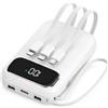 Kaiyo Caricabatterie portatile 10000mAh, 120W ricarica rapida Power Bank con 4 cavi integrati, display digitale, cordino, bianco
