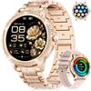 BENYAR SMART Orologio Smartwatch Donna 1,32 HD con Strass, Design Ultra-Sottile 9mm Elegante e Sportivo, Chiamate Bluetooth, Cardio, SpO2, Monitor Ciclo Mestruale, 100+ Sport, Compatibile iOS/Android, Rosa Oro