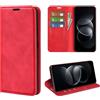 Fertuo Cover Libro con Porta Carte per Xiaomi Redmi Note 17 Pro 5G, Rosso | Antiurto Custodia con Chiusura Magnetica, Supporto, Portafoglio Pelle PU, Silicone, Case Sottile e Leggero, Antiscivolo
