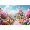 SDOTPMT 5x3ft Fantasy Garden Polyester Backdrops Fairytale Castello Colorato Candy Backgrounds Primavera Vibrant Color Backgrounds per Bambini Compleanno Party Decor Baby Shower Supplies